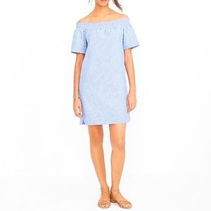 STRIPED OFF-THE-SHOULDER DRESS